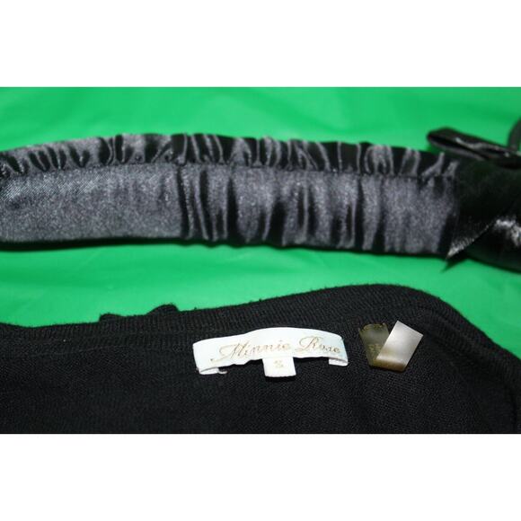 Minnie Rose Ruffle Cardigan Sweater Black Size Women's Small - Picture 5 of 5